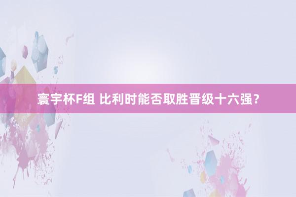 寰宇杯F组 比利时能否取胜晋级十六强？